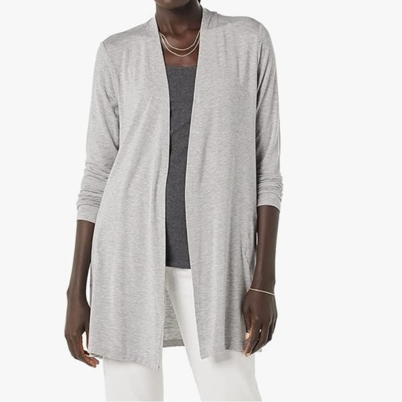 Amazon Essentials Womens Long-Sleeve Open-Front Cardigan size medium- grey - Picture 2 of 6